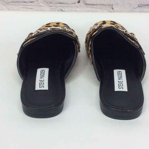 Steve Madden Rylie Mules Women's 6M Leopard Print Cow Hair Vegan Leather Slip On - Picture 8 of 12